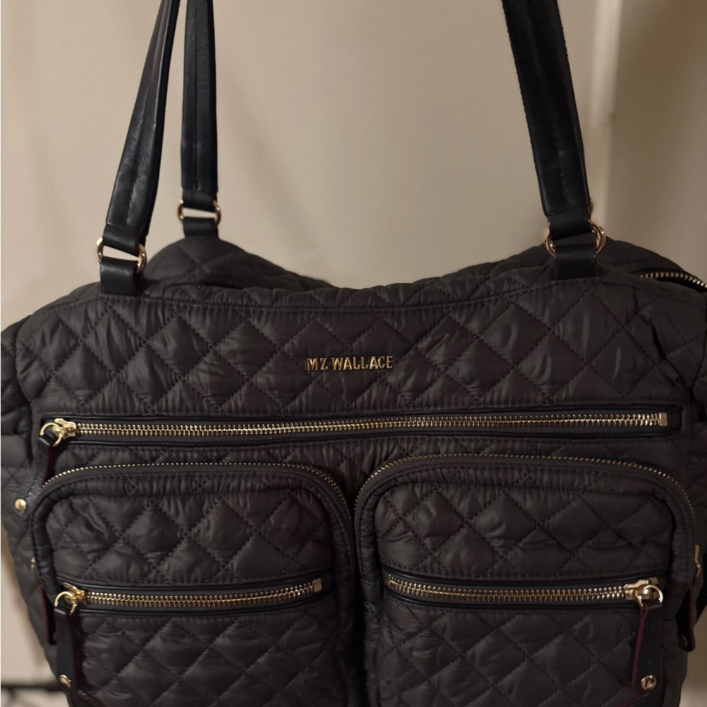 MZ Wallace Quilted Crosby Traveler bag in Grey Magnet